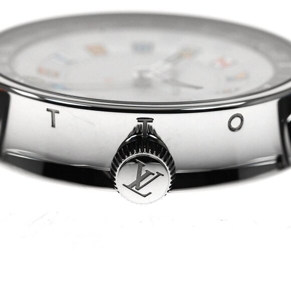 LOUIS VUITTON Tambour Moon QA096 Dual time Silver Dial Quartz Men's Watch_819489 - Picture 5 of 7